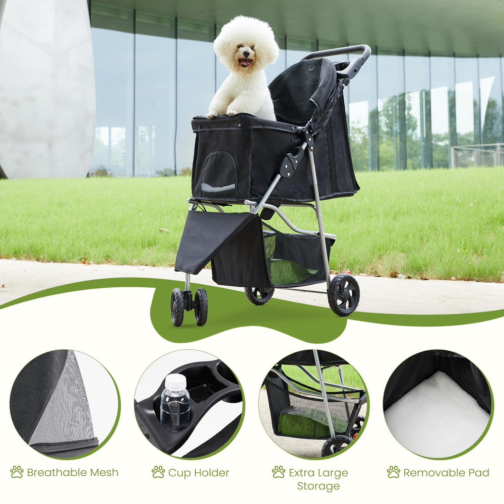 DUMOS pet stroller mesh windows provide airflow and visibility for your companion