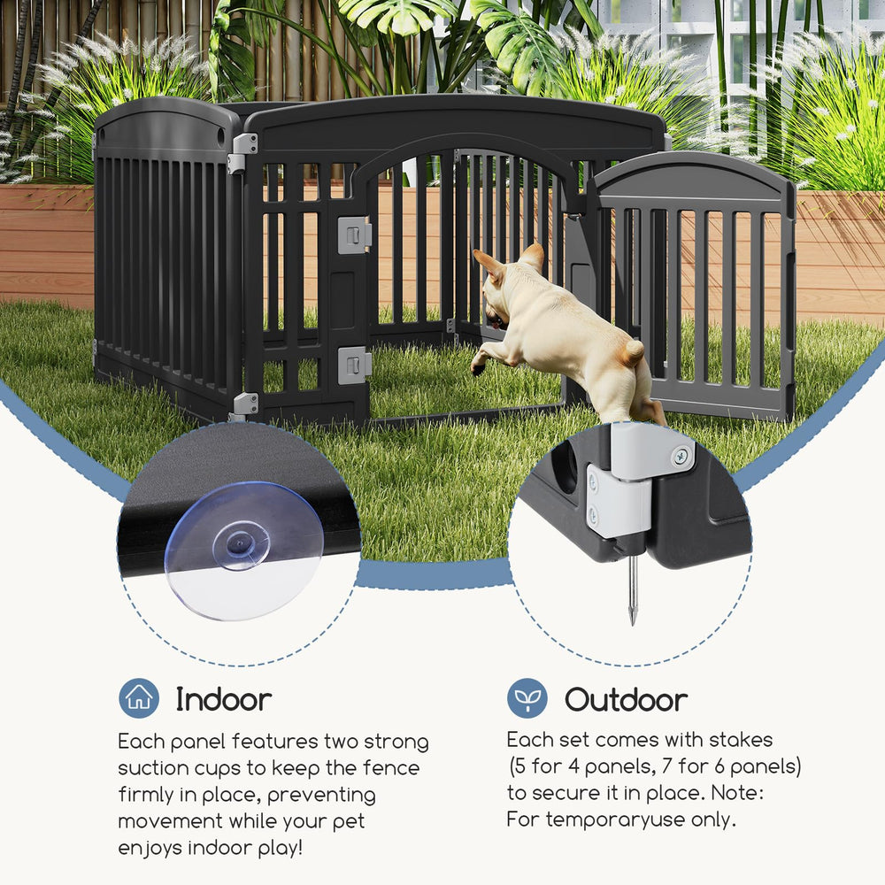 Ground suction cups and stability features on DUMOS playpen panels