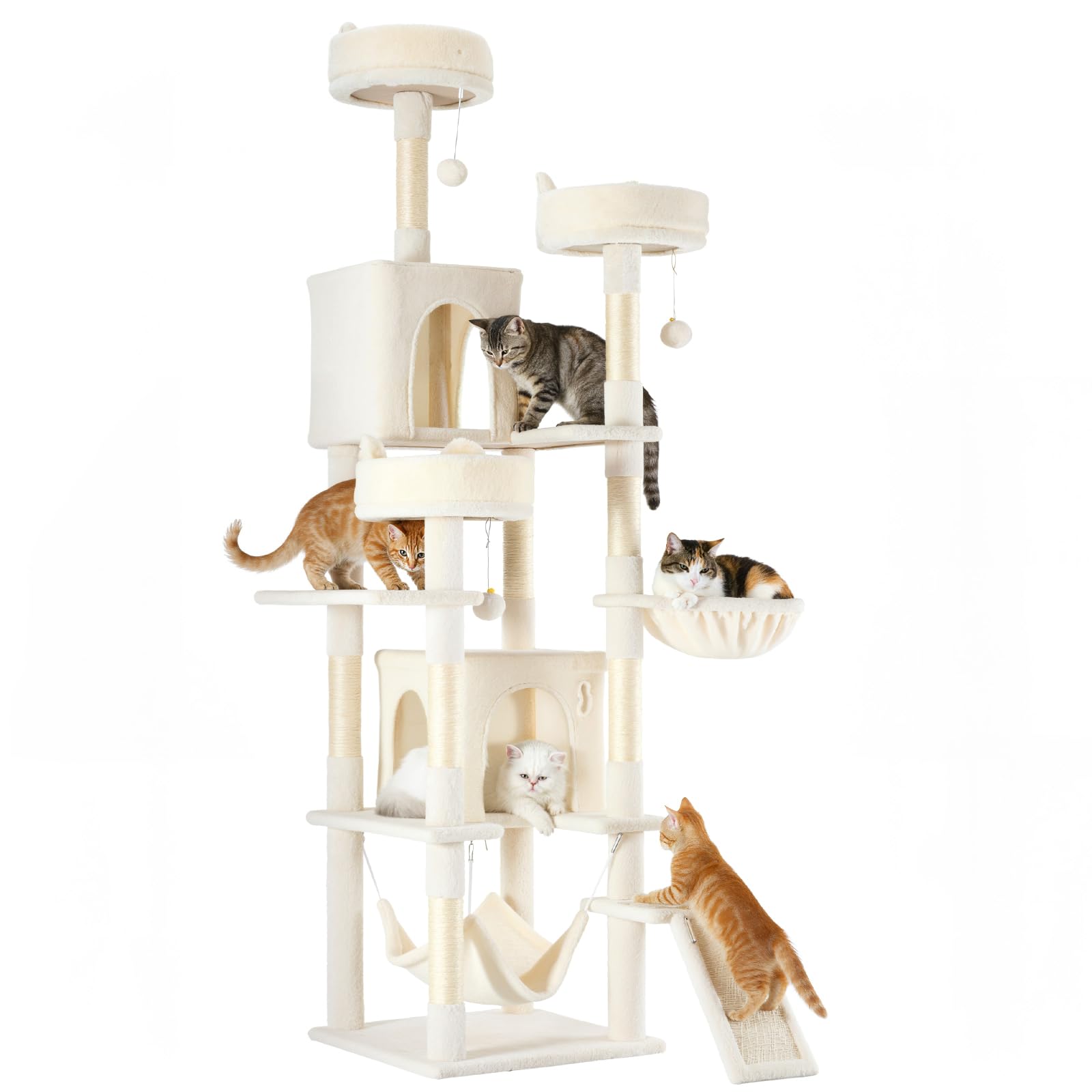 DUMOS tall cat tree 75 inch condo and perches for cozy indoor lounging.