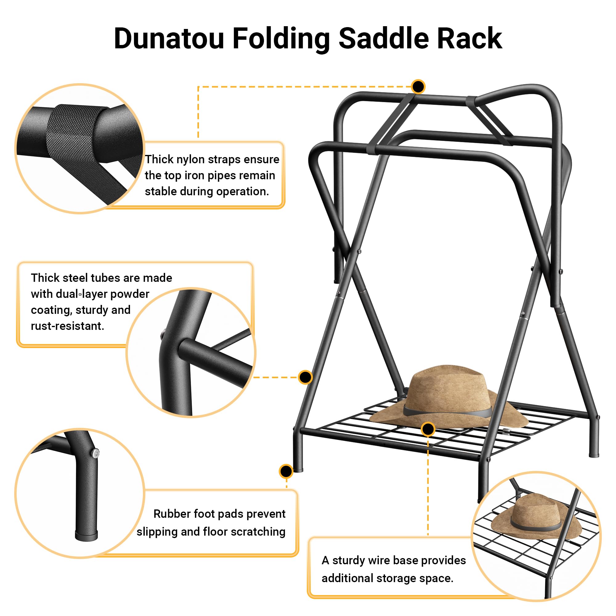 Dunatou folds flat for easy storage in trailers and barns
