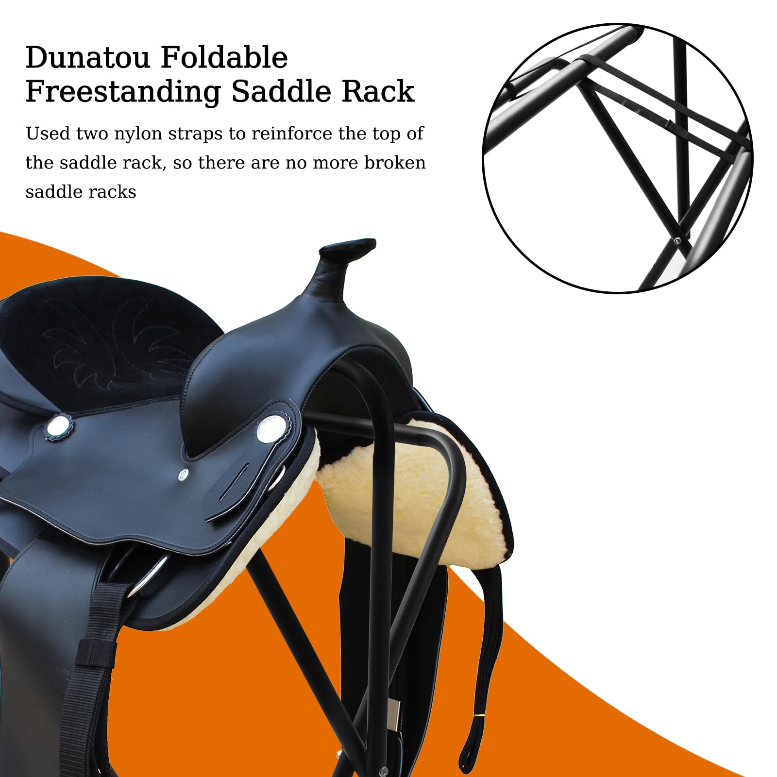Dunatou saddle rack fits Western and English saddles with pads