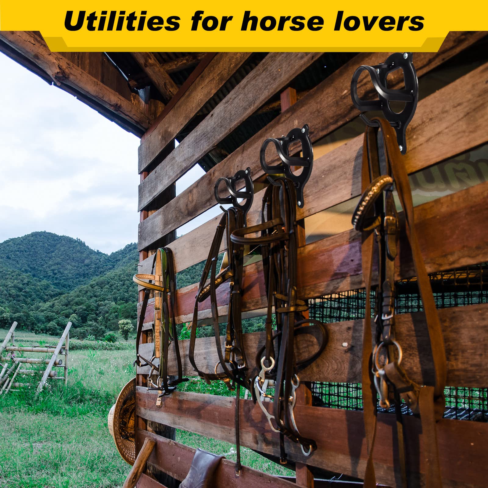 Dunzy bridle rack includes screws and expansion tubes for quick mounting.