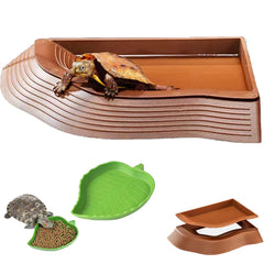 Duoyuzhiyu tortoise water bowl with ramp and leaf design for easy water changes.