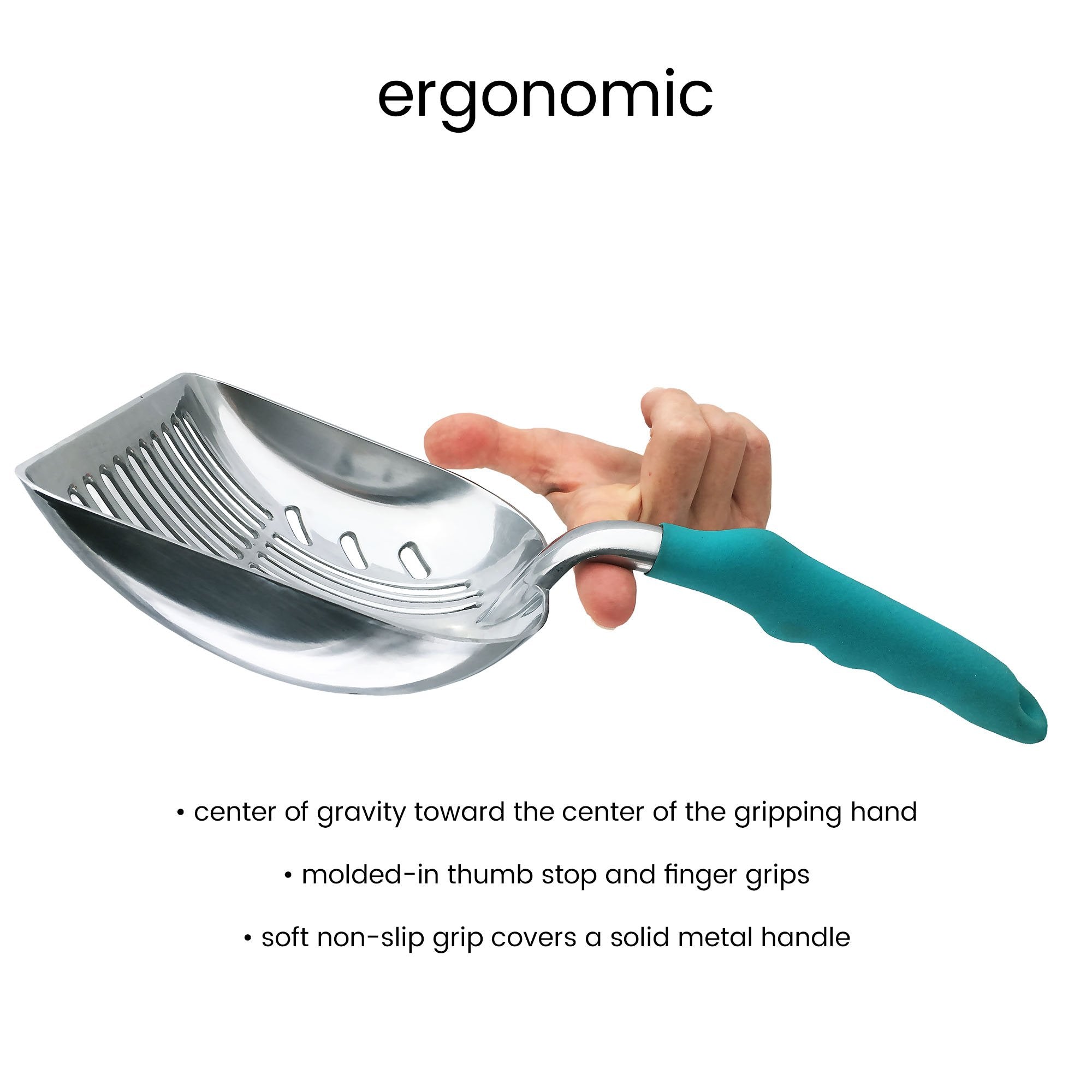 Rust-resistant ADC-12 aluminum construction of DuraScoop
