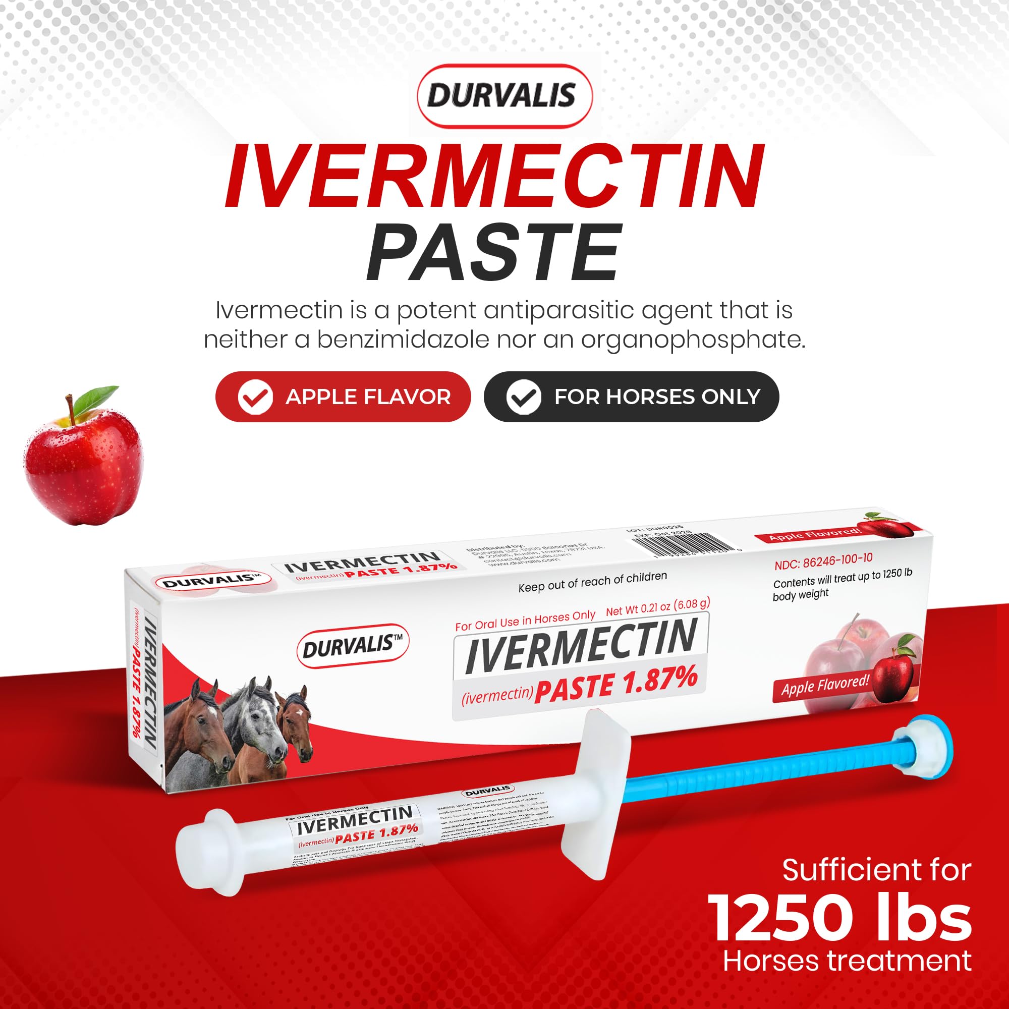 Durvalis ivermectin paste syringe 6.08g for reliable, mess-free administration.