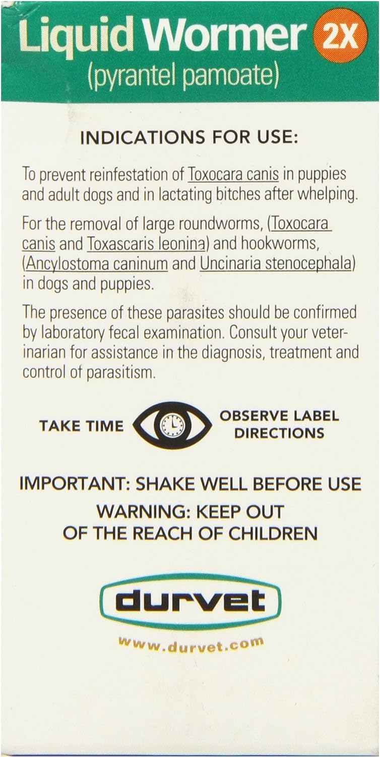 Durvet 2X Liquid Wormer palatable flavor—dogs accept treatment with less fuss.