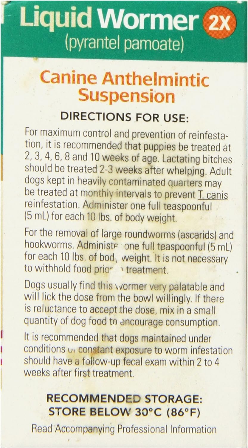 Durvet 2X Liquid Wormer puppy dosing—gentle administration for young dogs.