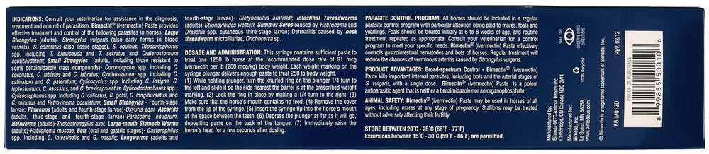 Durvet Bimectin apple flavored paste wormer packaging shown for easy use.