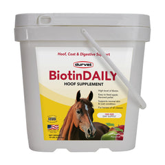 Durvet BIOTIN Daily 10# pellets in apple flavor for easy feeding.