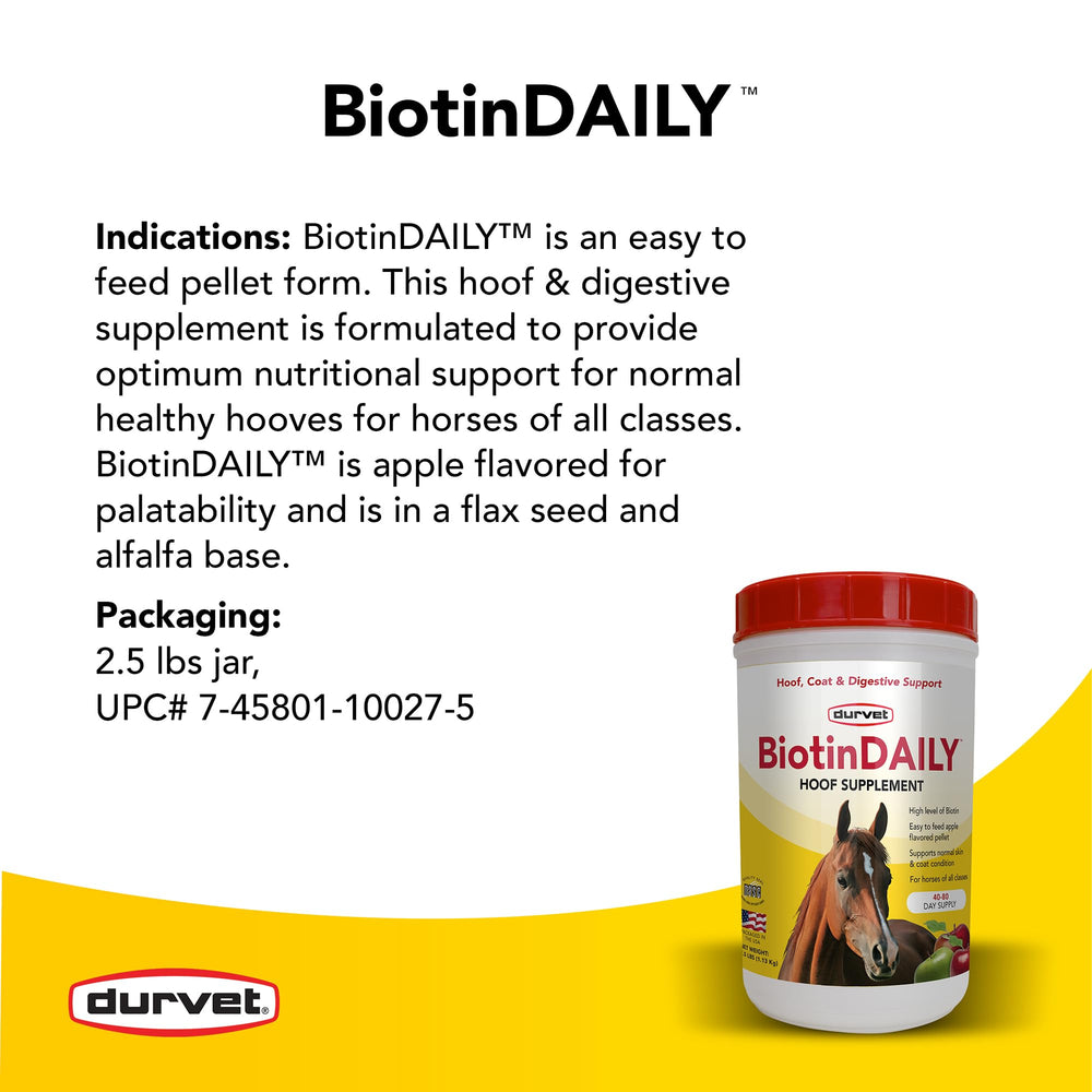 Durvet hoof care pellets mixed with feed to support hoof growth.