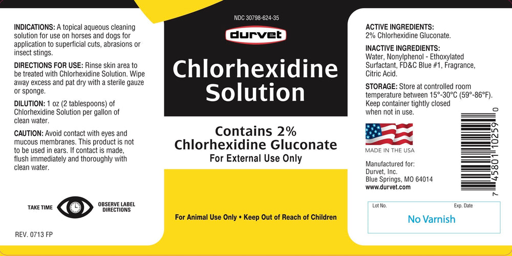Durvet chlorhexidine solution soft gauze application supports wound care.