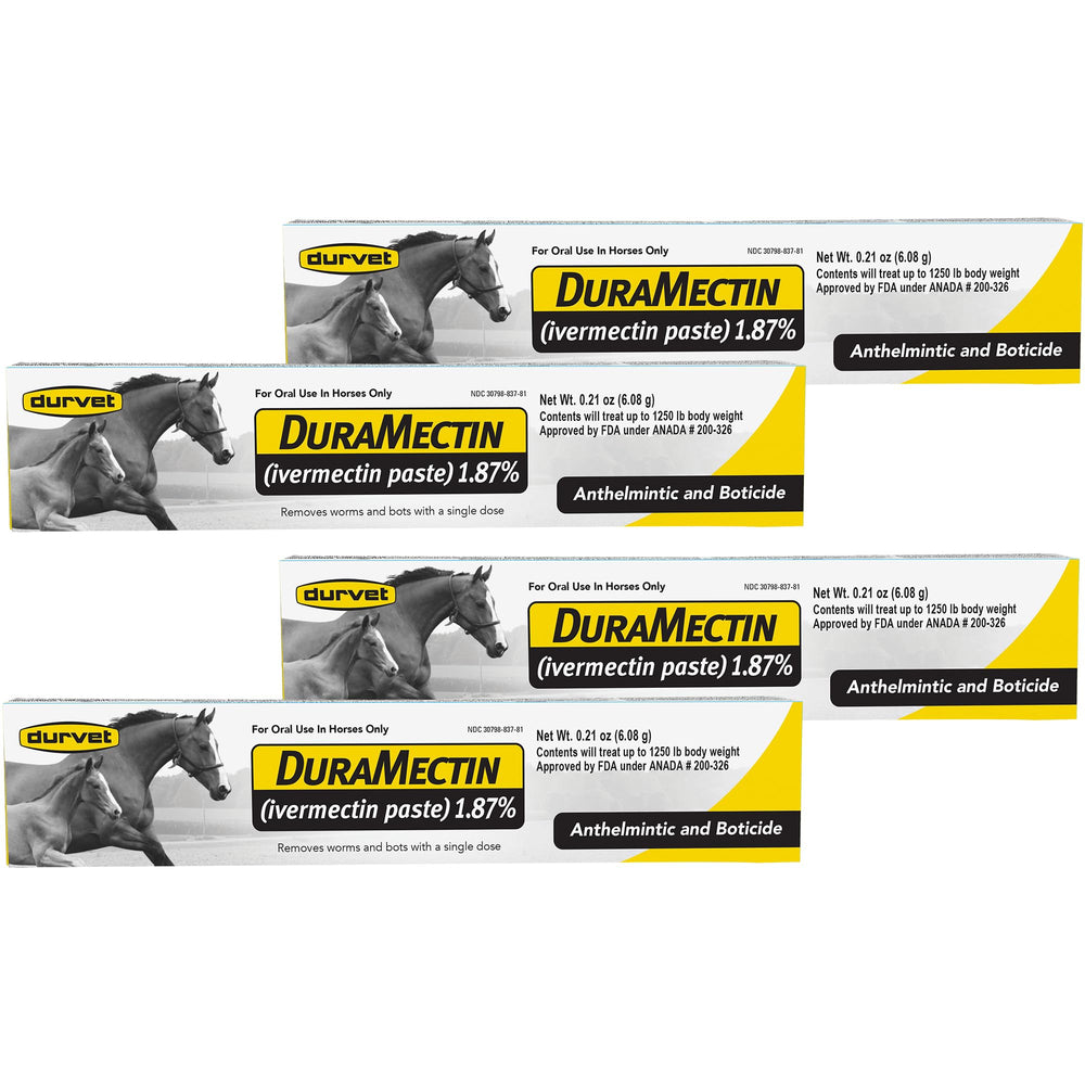 Duramectin bottle showing ivermectin 1.87% for equine use, ready for precise dosing