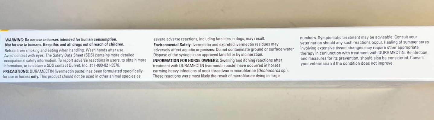 Durvet Duramectin paste syringe in use illustrates straightforward single-dose administration.