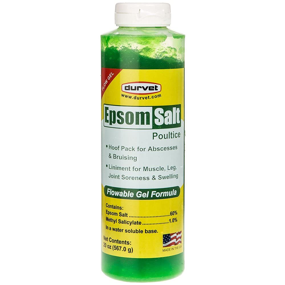 Durvet Equine Epsom Salt Poultice Flow Gel jar designed for hoof abscess support and bruising care