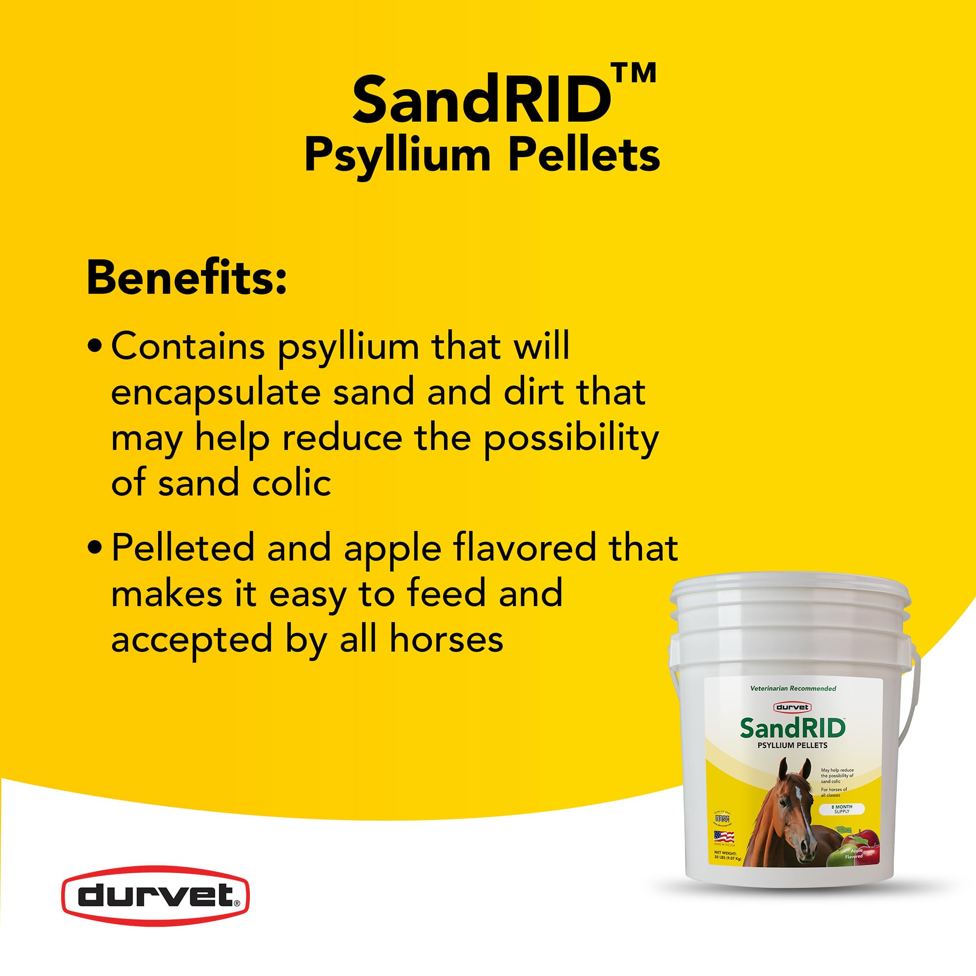 Durvet SandRid pellets apple flavor close up for easy administration