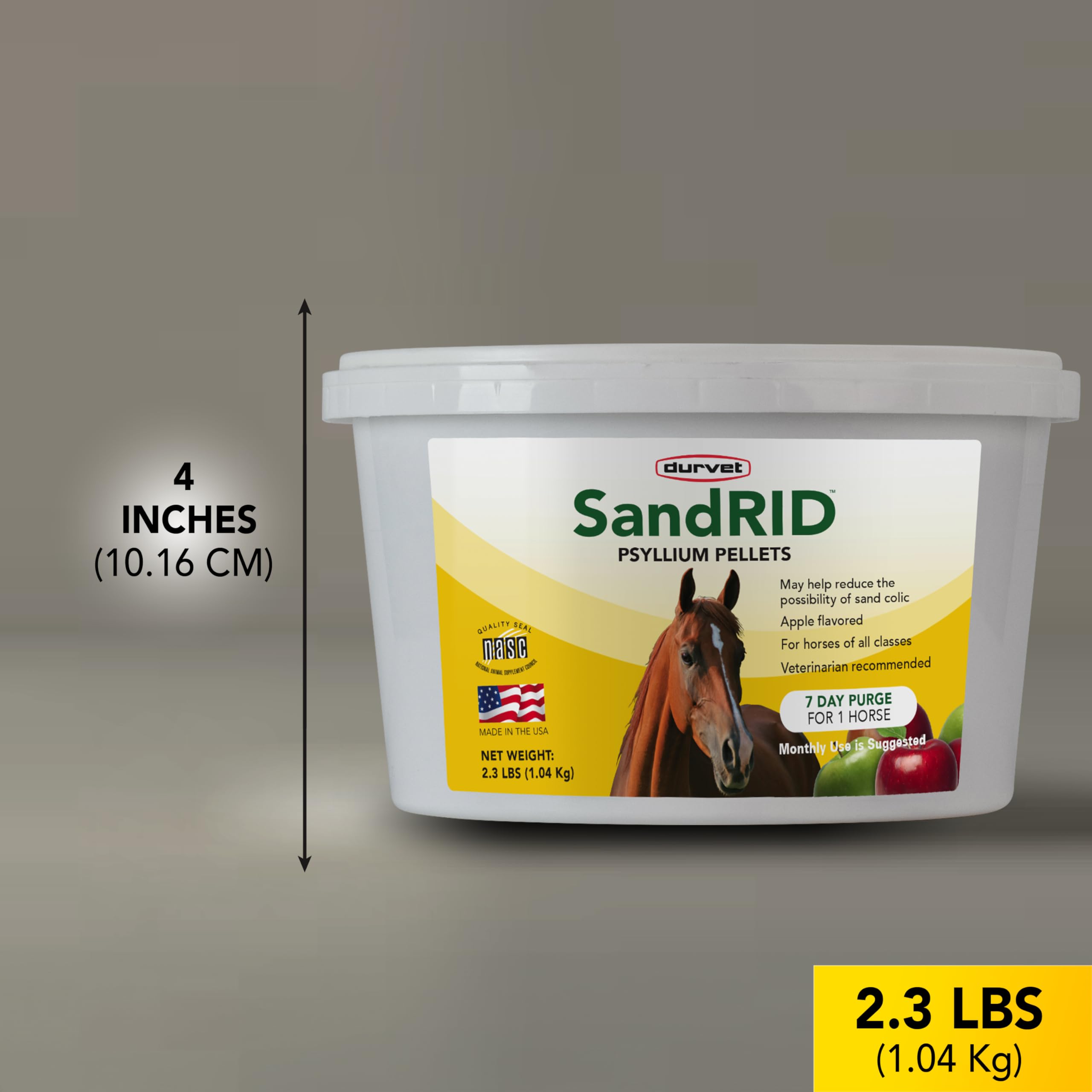 Durvet Sandrid psyllium pellets designed for easy dosing.