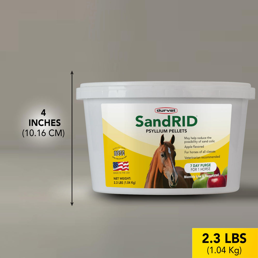 Durvet Sandrid psyllium pellets designed for easy dosing.
