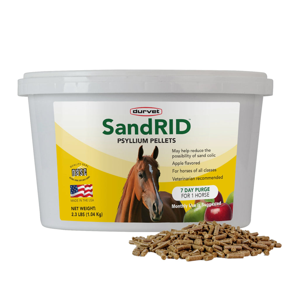 Durvet Sandrid Psyllium Pellets for equine, 2.3 lb value pack.