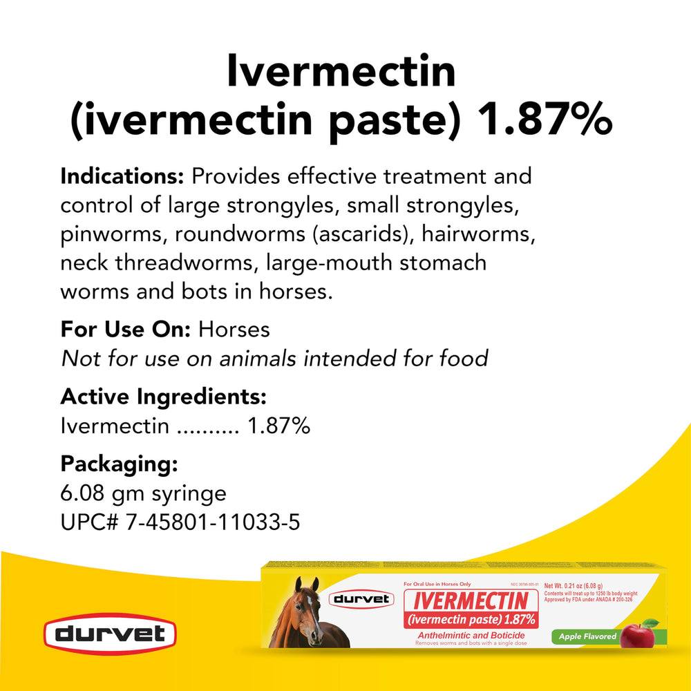 Three-count pack of Durvet Ivermectin Paste for routine horse deworming.
