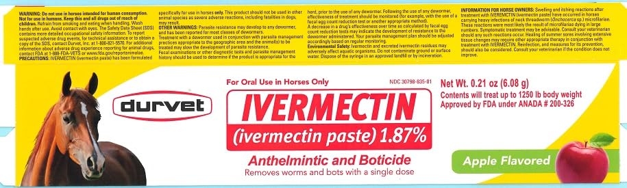Durvet Ivermectin Paste 3-pack packaging for bulk horse deworming.