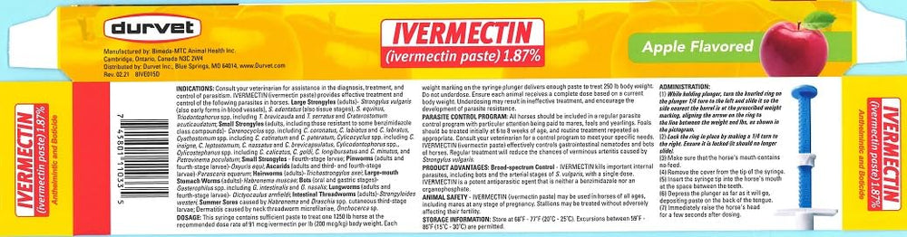 Durvet Ivermectin Paste tube tip for precise dosing.