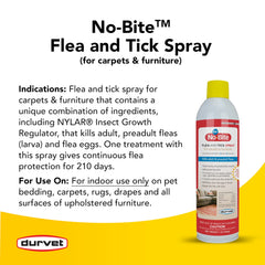 Durvet No Bite IGR spray mist applied to carpet fibers