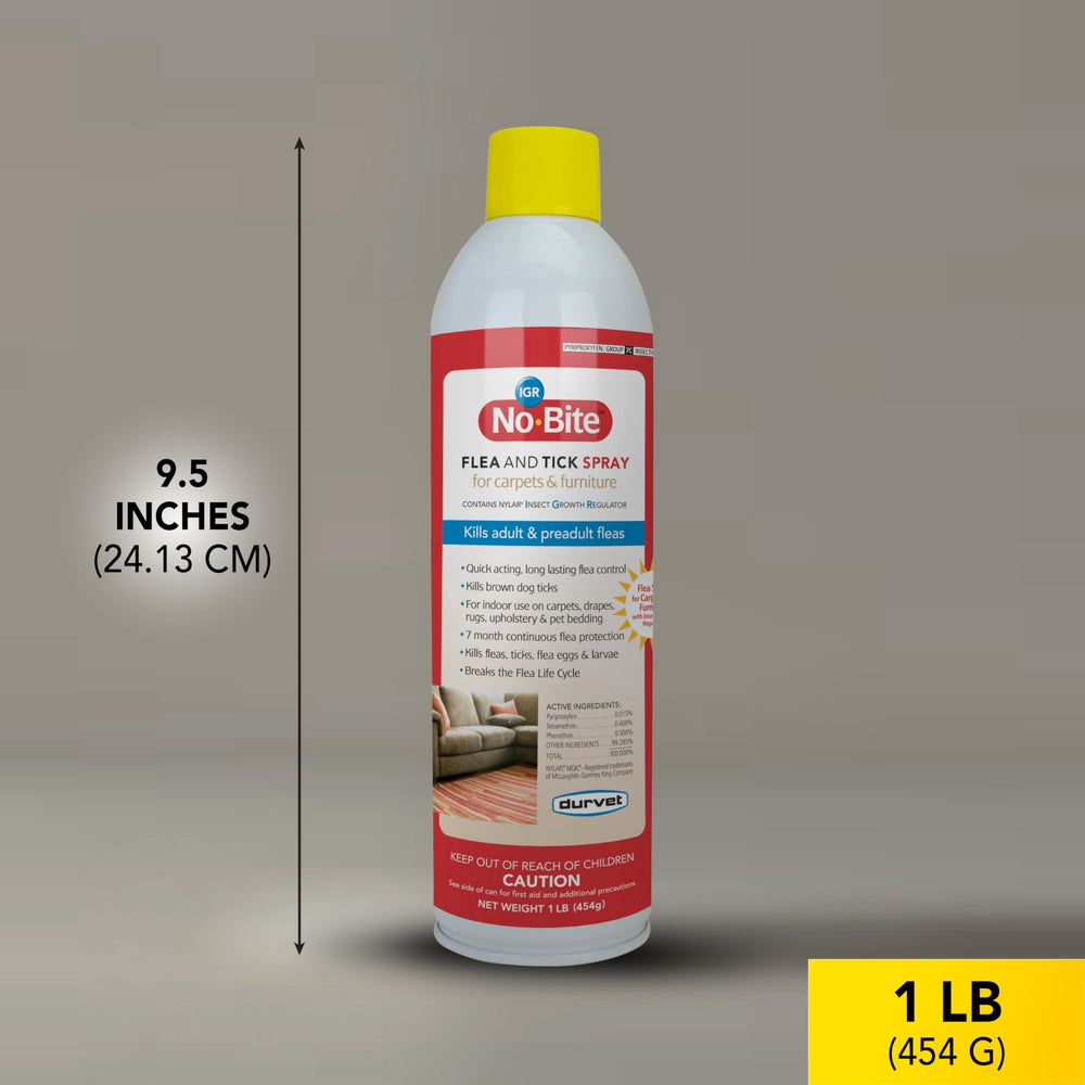 Durvet No Bite IGR spray label and cap showing usage directions
