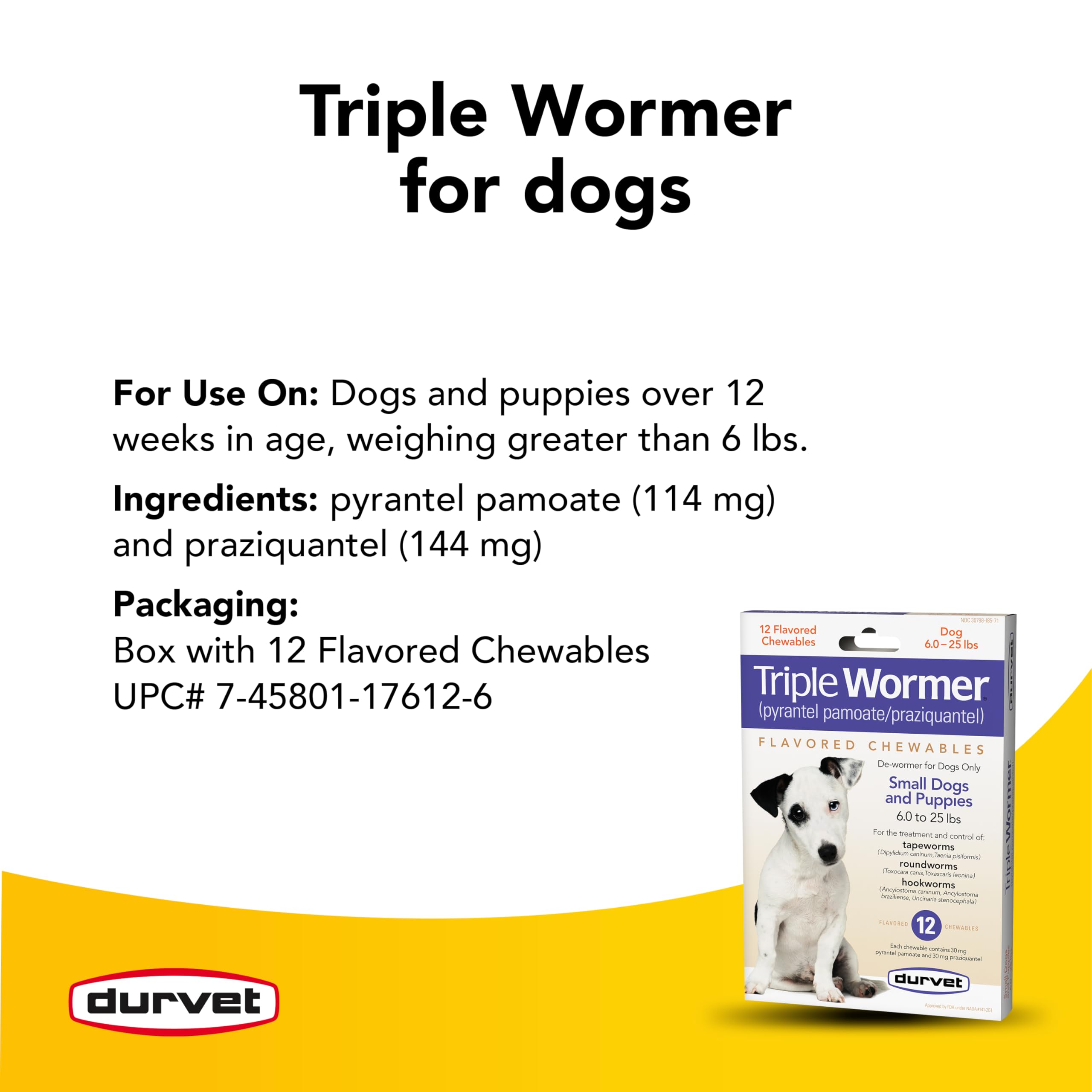 Durvet Triple Wormer dosing concept for an active puppy