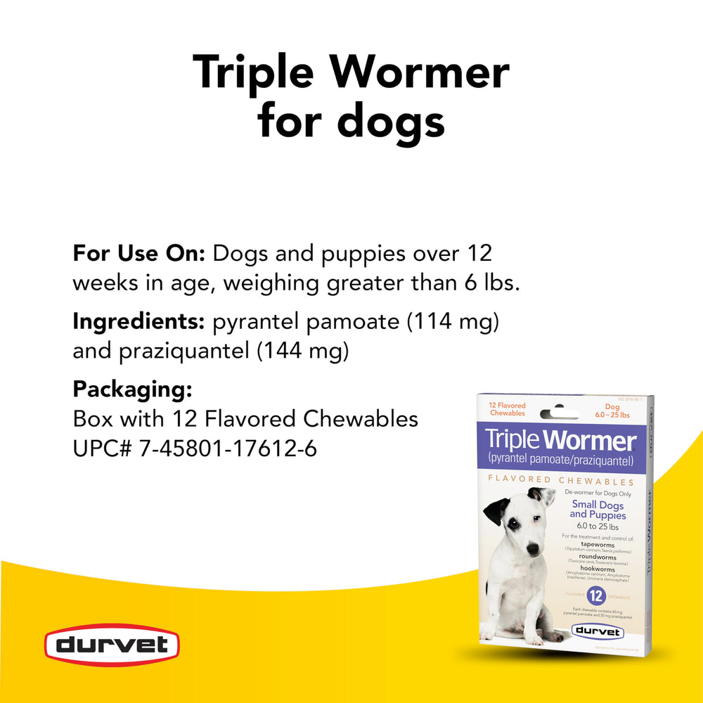 Durvet Triple Wormer dosing concept for an active puppy