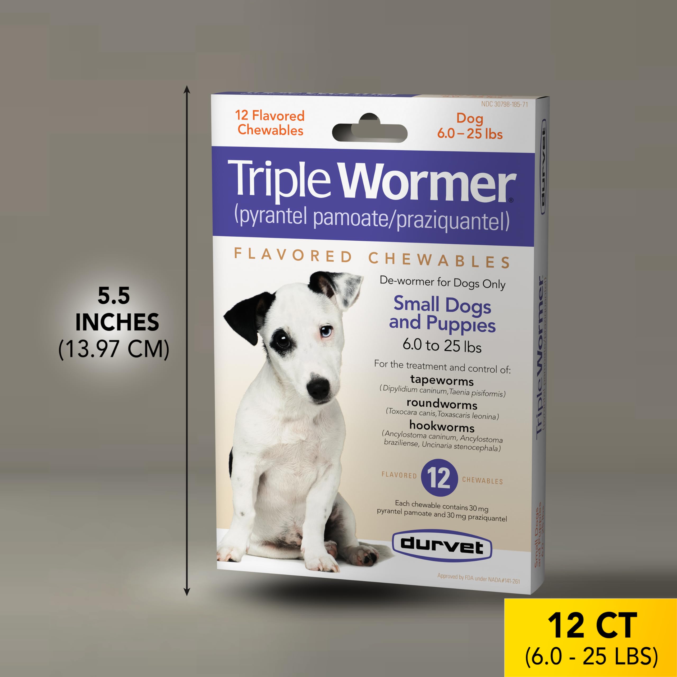 Durvet Triple Wormer packaging with dosing instructions