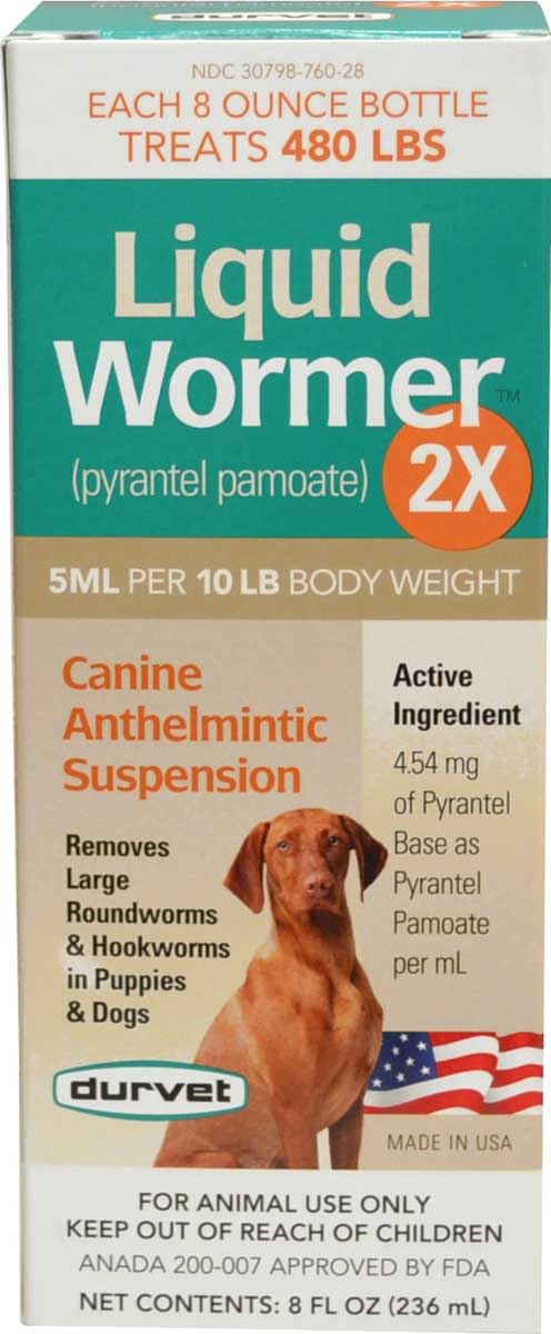 Durvet Wormer-Double Strength Liquid Dog 8 oz bottle for easy at-home deworming