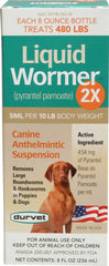 Durvet Wormer-Double Strength Liquid Dog 8 oz bottle for easy at-home deworming