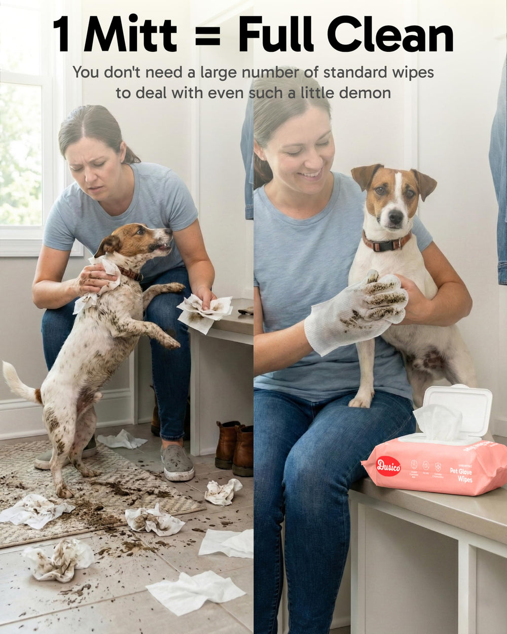 Dusico extra-thick glove provides durable cleaning for mud and stubborn messes