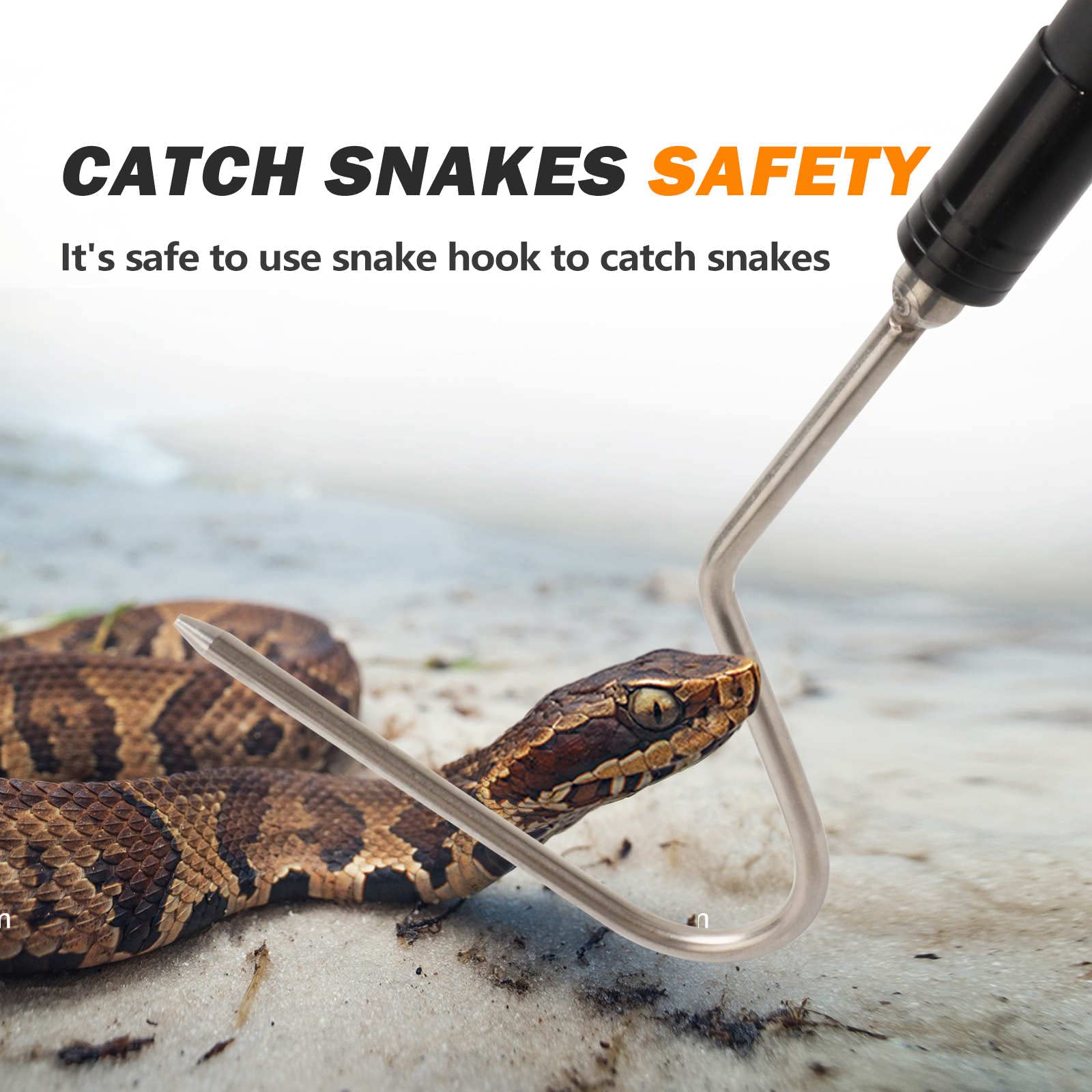 Dutypro snake catcher with rubber handle for comfortable grip.