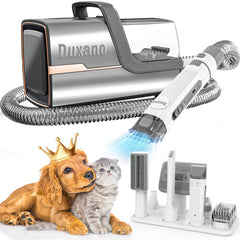 DUXANO dog grooming kit with vacuum suction for efficient pet hair pickup