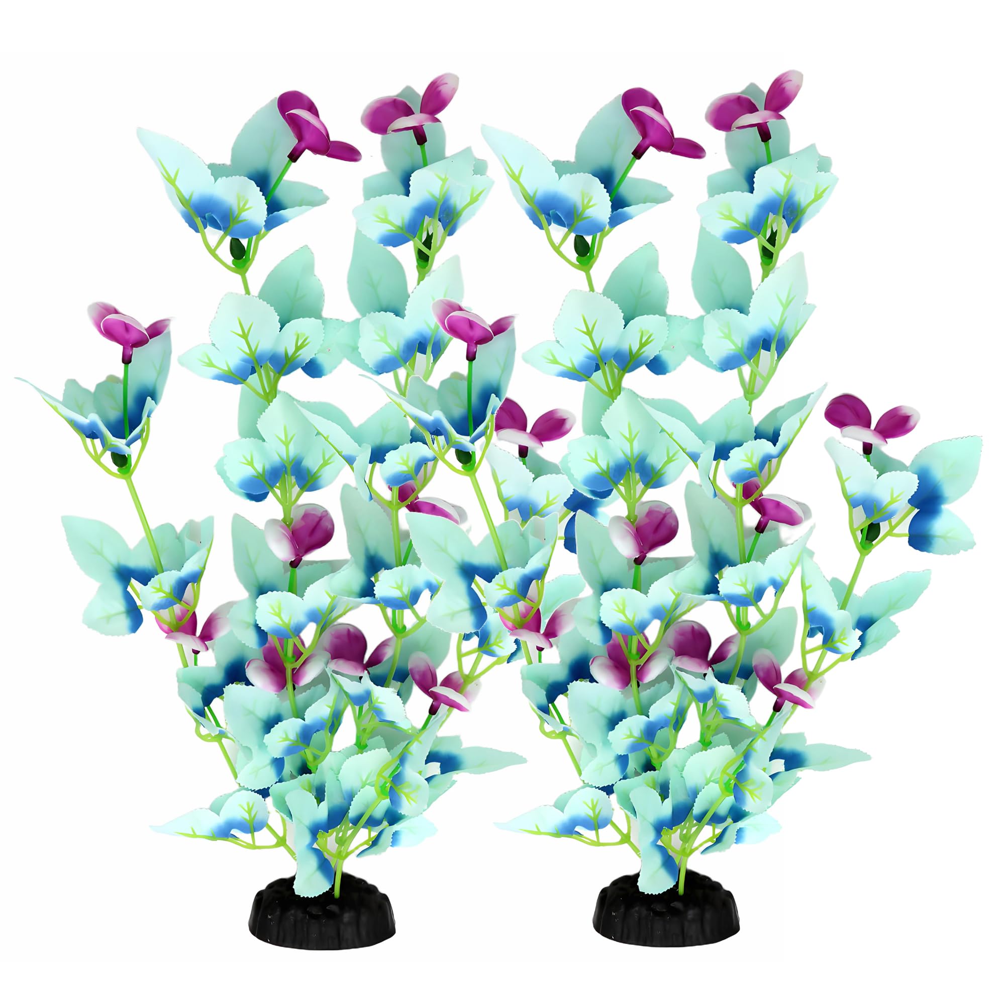 DVHEY 16inch silk aquarium plants in white and blue add natural color and calm ambiance.
