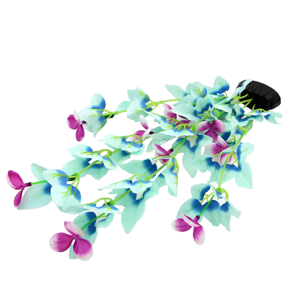 DVHEY aquarium decor silk plants in white blue 16 inch create lush background.