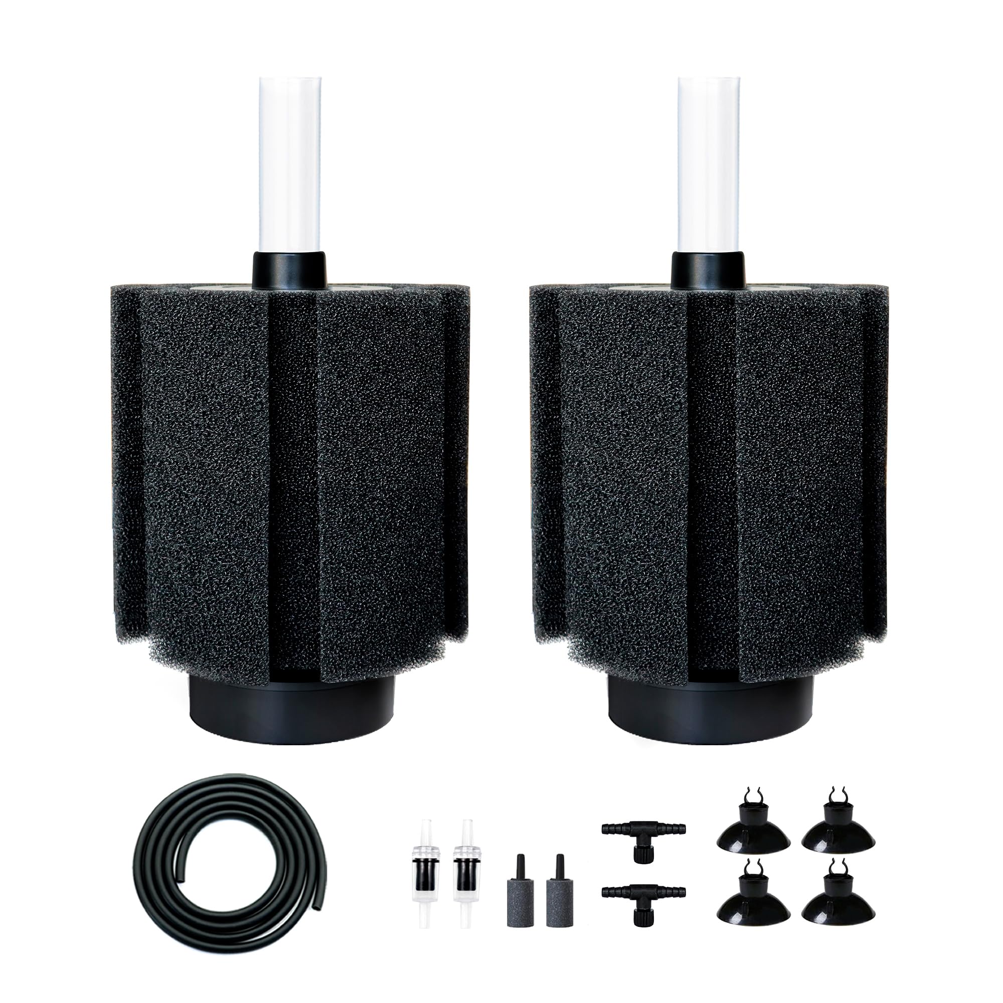 DVHEY aquarium sponge filter assembly with dual media for clear water.