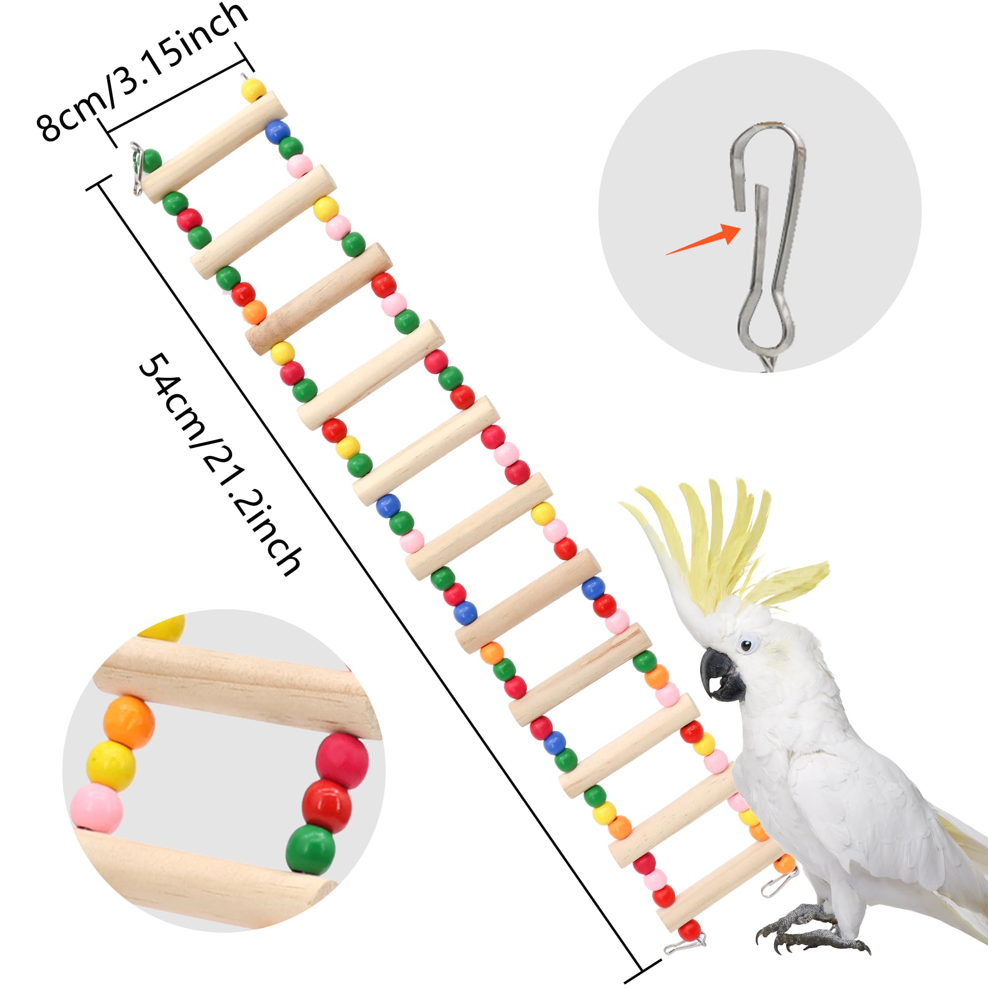 DVHEY wooden bird ladder beads add color and enrichment for climbing play.