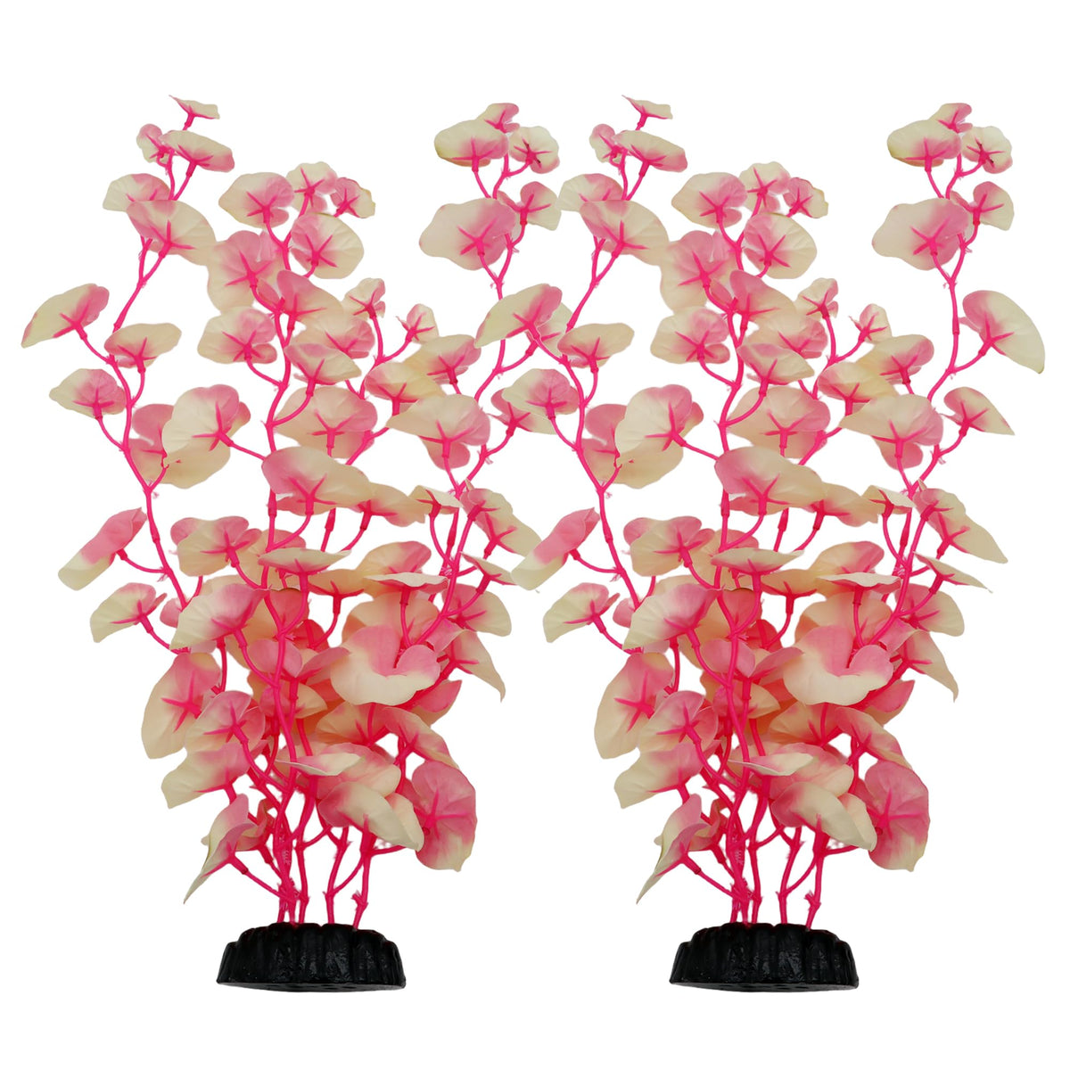 DVHEY silk 16-inch plant, white-pink left view, adds natural greenery for a calm betta tank.