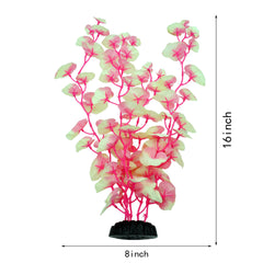 DVHEY silk 16-inch plant, white-pink right view, creates lush underwater scenery.
