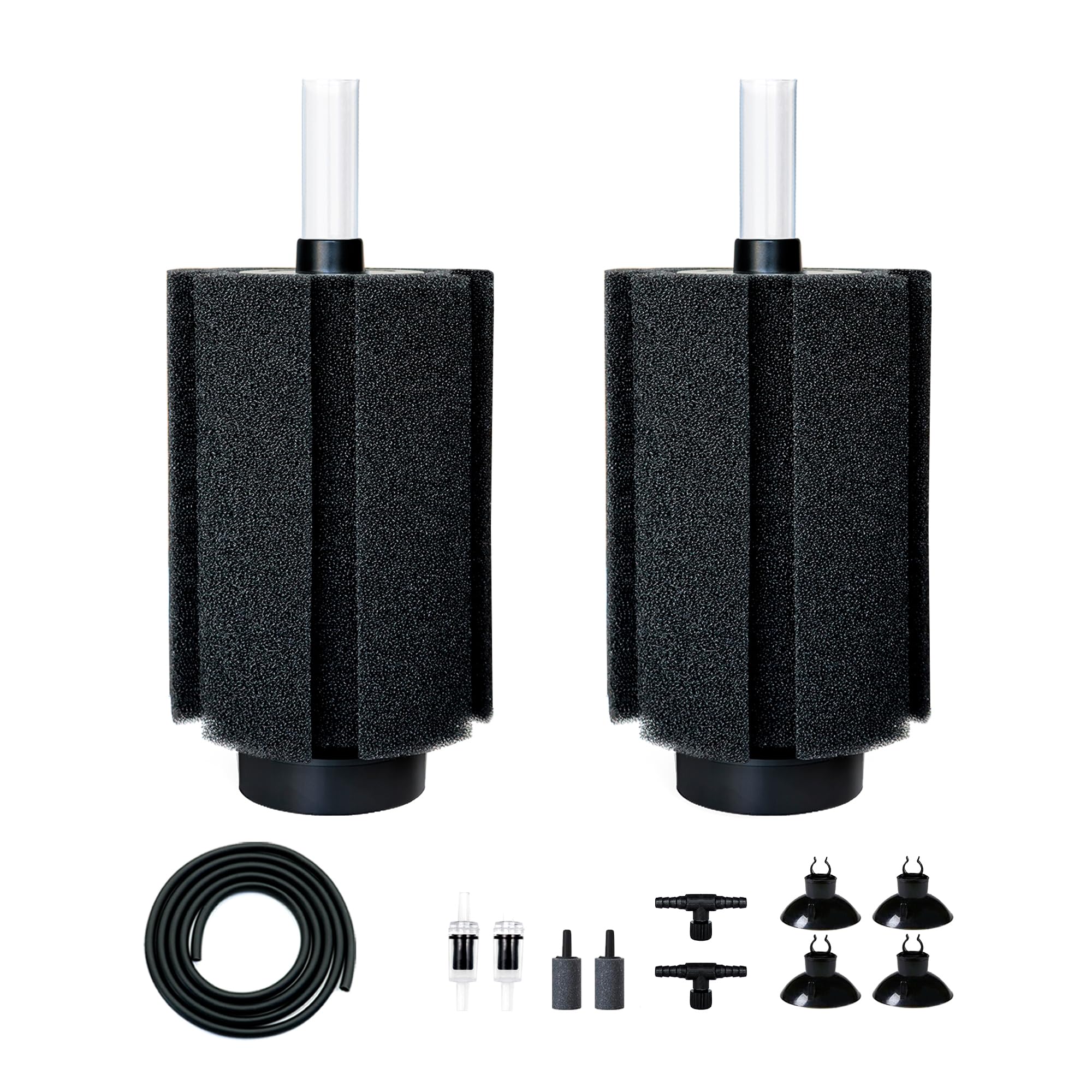 DVHEY sponge filter assembly for large aquariums promotes smooth water and quiet operation.