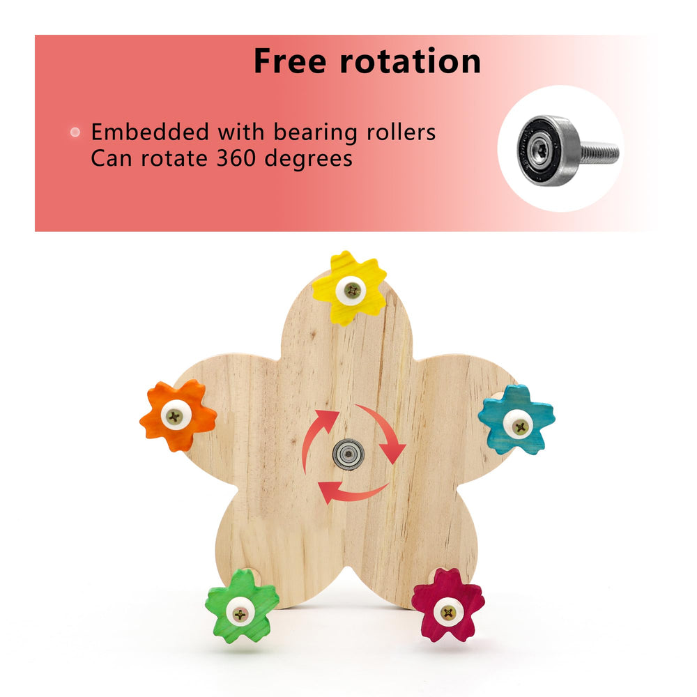 DVHEY wooden ferris wheel parrot toy shows smooth natural wood and beak-friendly design.