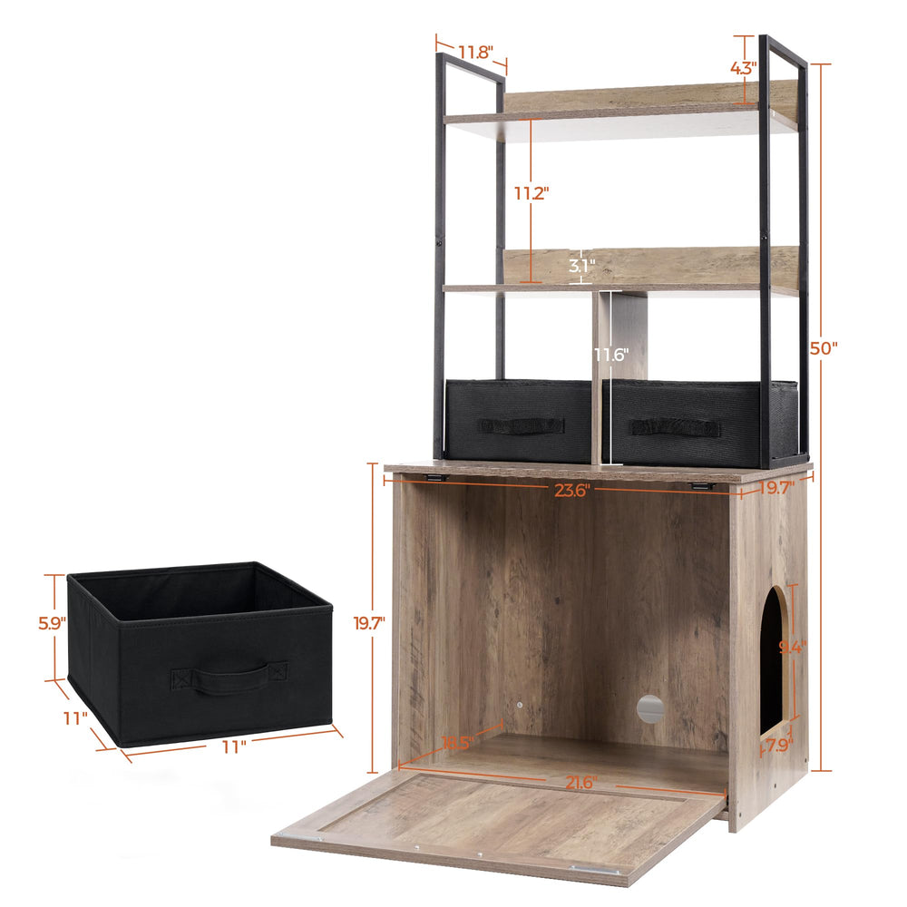 Dwanton cat villa hidden area minimizes litter exposure in living spaces.