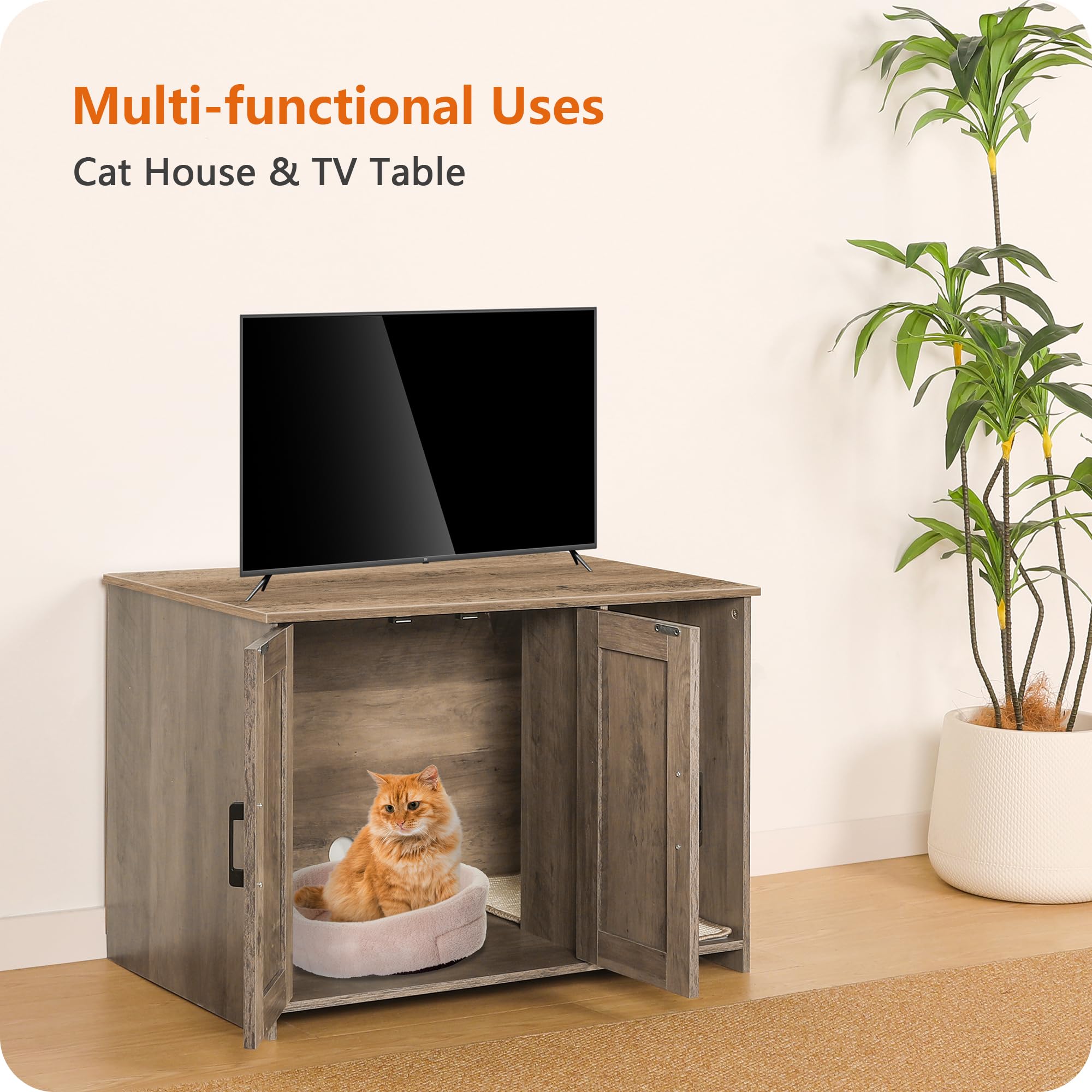 Dwanton cat washroom hidden design keeps litter out of sight and room tidy.