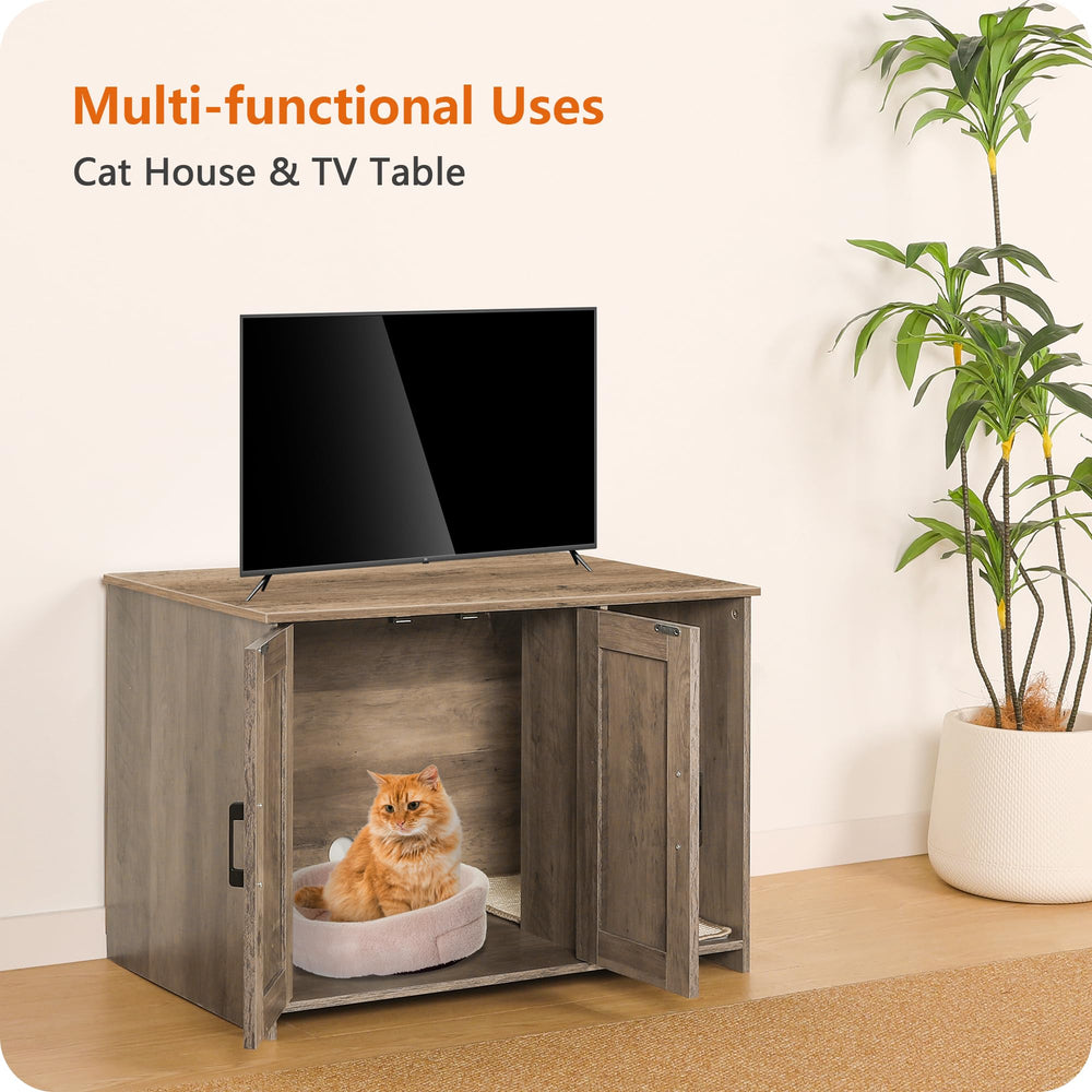 Dwanton cat washroom hidden design keeps litter out of sight and room tidy.