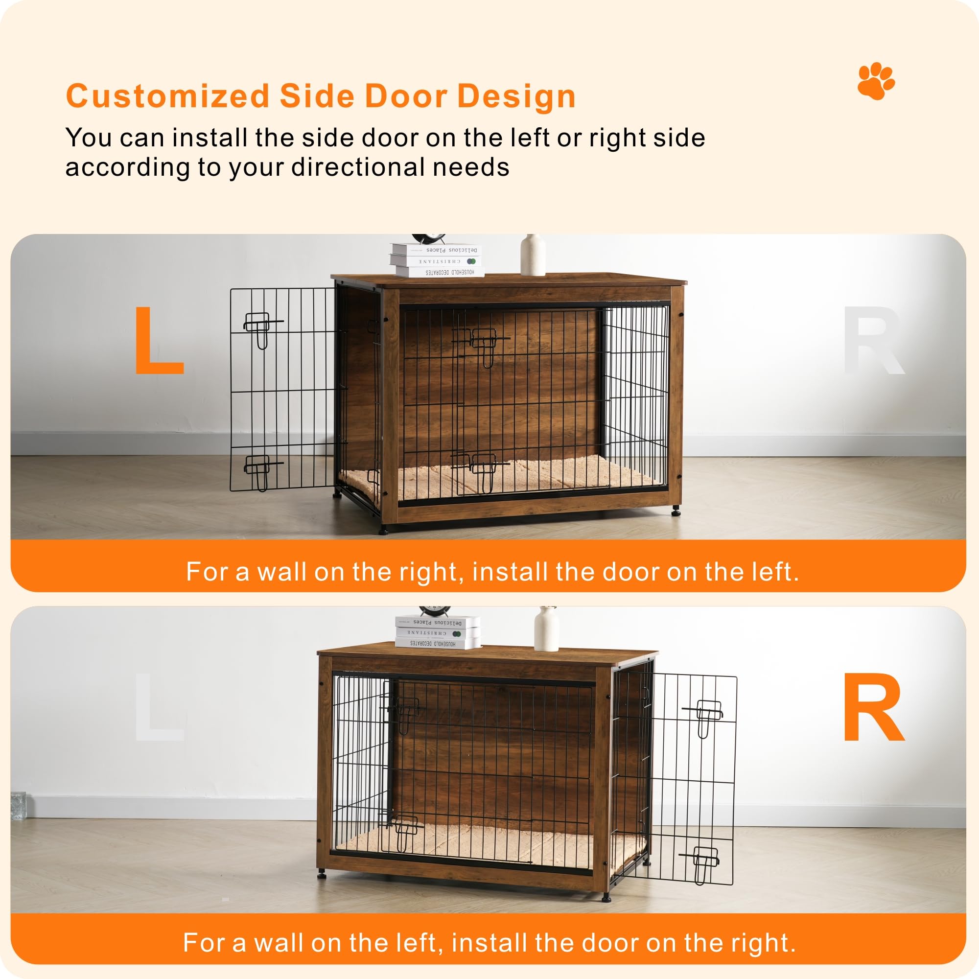 Dwanton adjustable feet keep the crate stable on uneven floors.