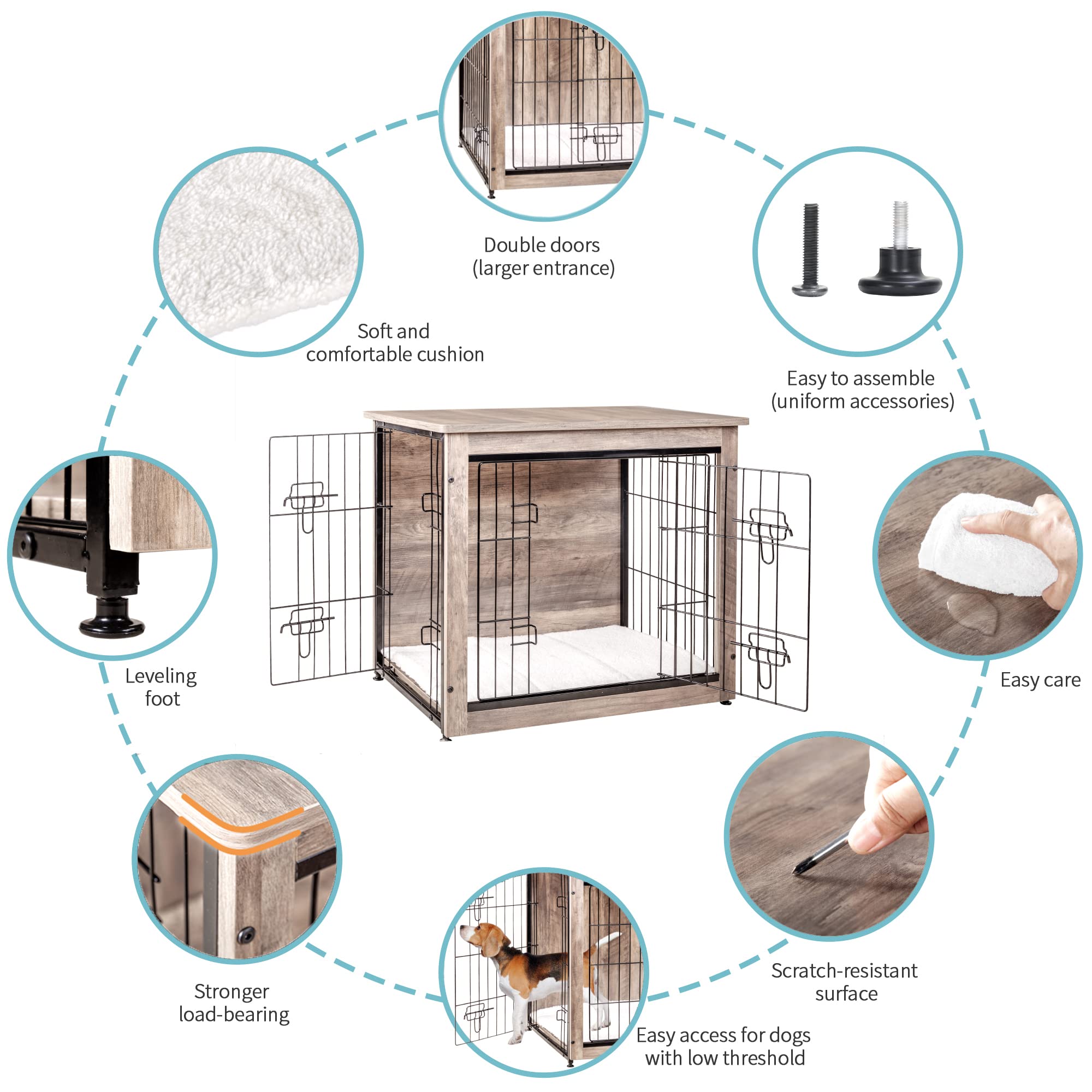 Dwanton crate with cushion enhances comfort for dogs during rest.