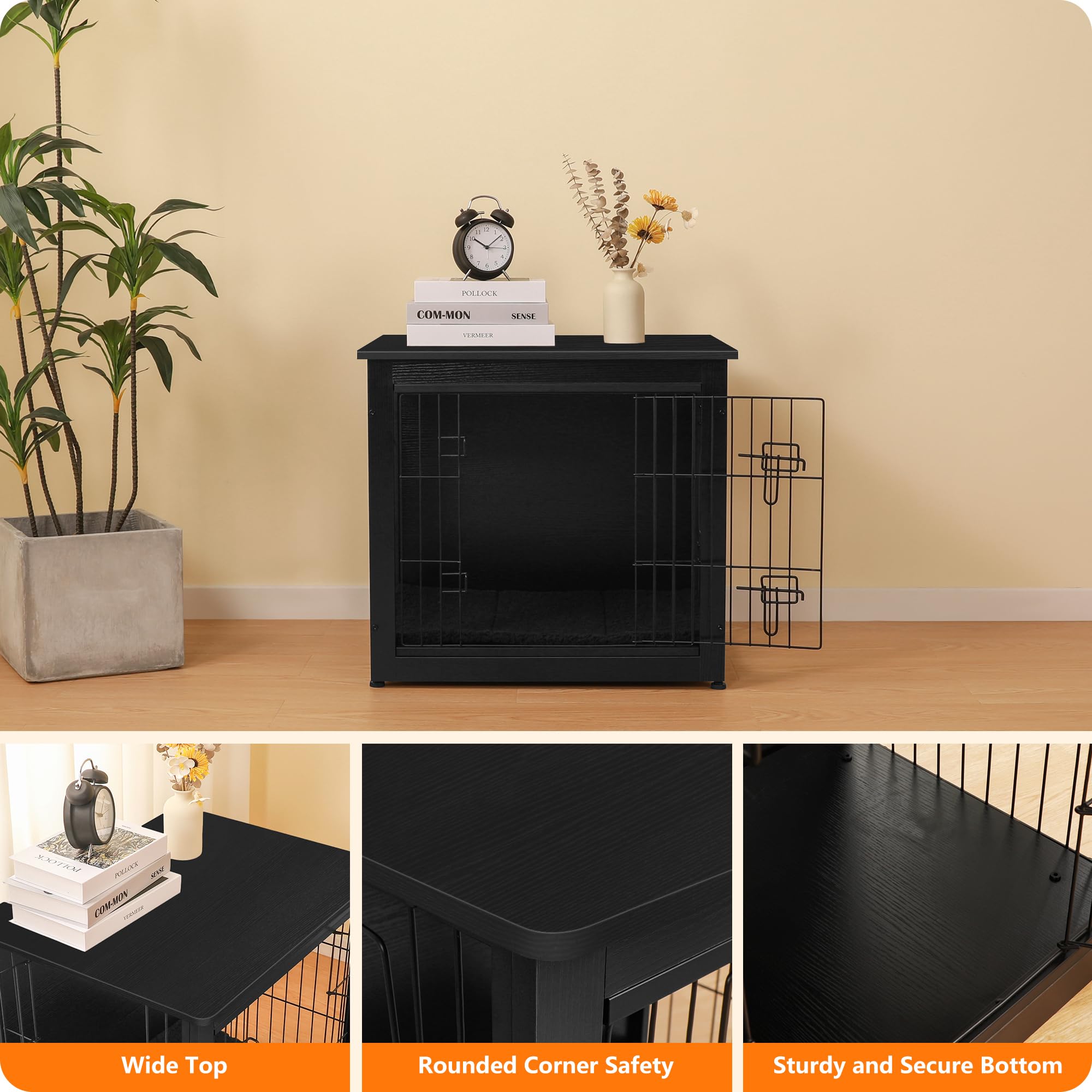 Dwanton dog crate furniture adjustable feet keep the unit level