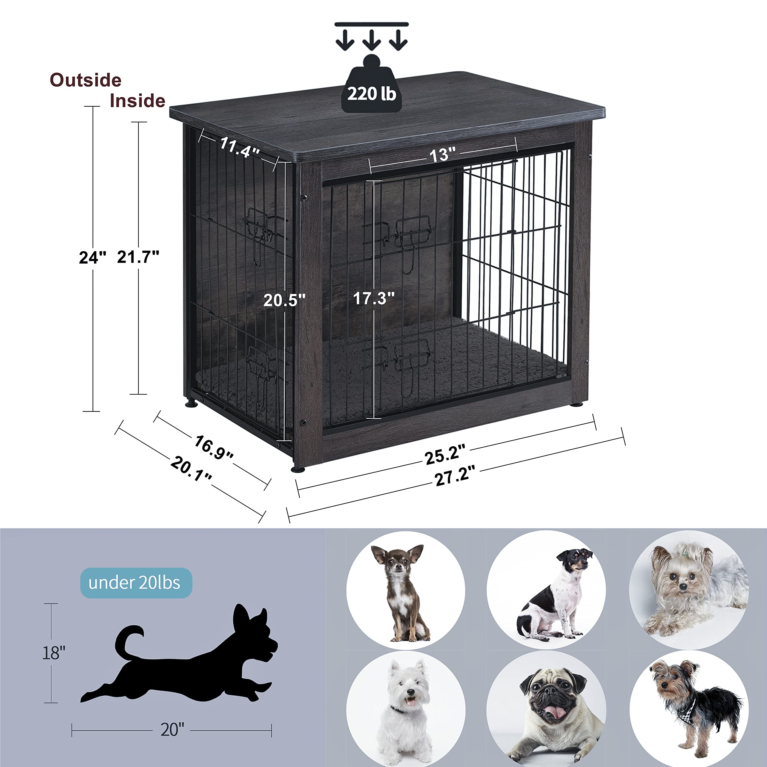 Dwanton adjustable feet keep the crate stable on uneven floors